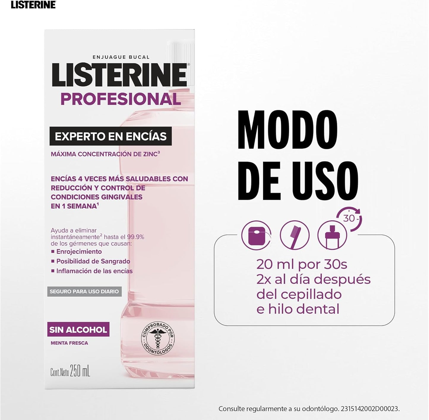 LISTERINE® Enjuague Bucal PROFESIONAL EXPERTO EN ENCÍAS 250mL