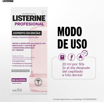 LISTERINE® Enjuague Bucal PROFESIONAL EXPERTO EN ENCÍAS 250mL